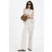 Mango wide leg regular waist broek beige
