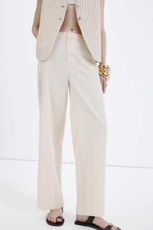 wide leg regular waist broek beige