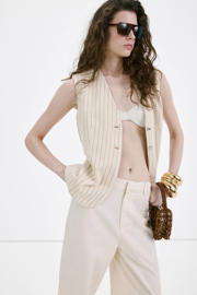thumbnail: Mango wide leg regular waist broek beige