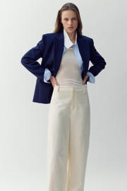 thumbnail: Mango wide leg regular waist broek beige
