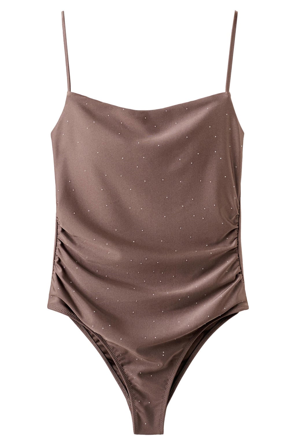 Mango badpak met strass-steentjes lichtbruin