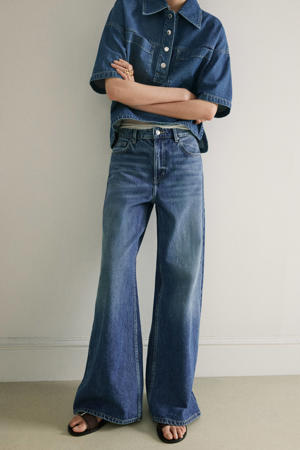 wide leg jeans dark blue denim