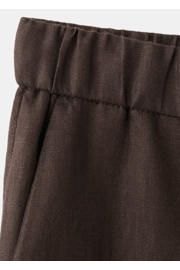 thumbnail: Mango wide leg regular waist broek met linnen bruin
