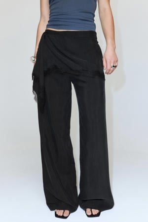 straight high waist broek zwart
