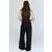 Mango wide leg regular waist broek met linnen zwart