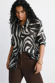 thumbnail: Mango blouse met zebraprint zwart