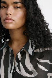 thumbnail: Mango blouse met zebraprint zwart
