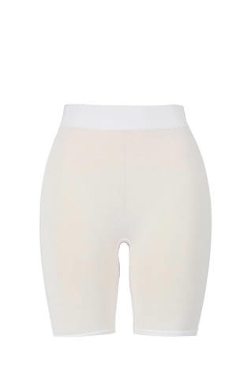 Witte dames Marianne seamless cycling short van viscose met skinny fit, high waist, elastische tailleband en effen
