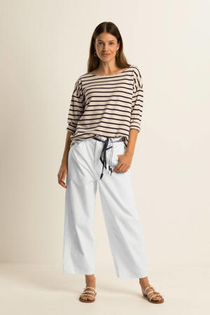 gestreepte top beige