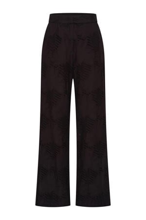 straight fit casual broek broderie zwart