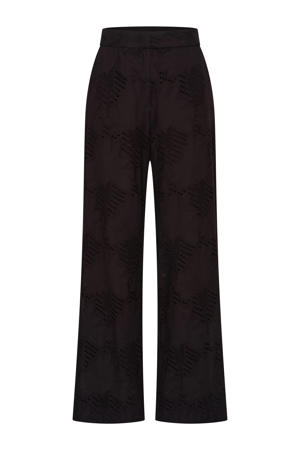 straight fit casual broek broderie zwart