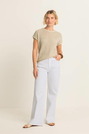 high waist wide leg jeans ecru