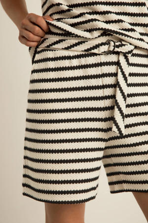 wide leg regular waist gestreepte casual short zwart