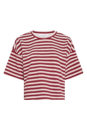 viscose gestreepte trui - donkerrood