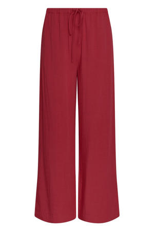 wide leg fit broek met linnen - donkerrood