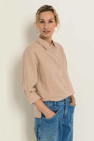blouse met linnen beige