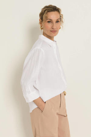 blouse met linnen wit