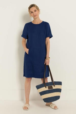 linnen zomerjurk blauw