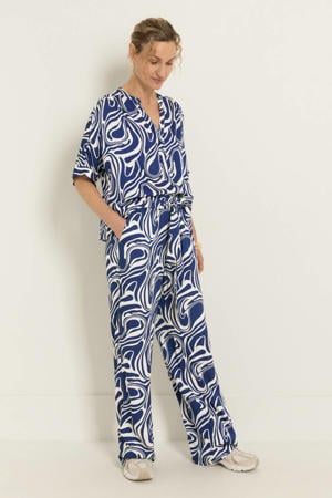 wide leg regular waist broek blauw