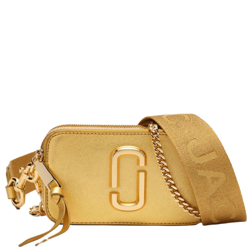 Marc Jacobs leren crossbody tas The Snapshot goudkleurig
