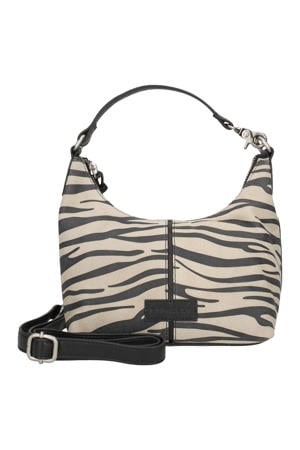 schoudertas Animo met zebraprint beige/zwart