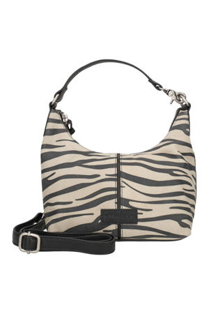 schoudertas Animo met zebraprint beige/zwart
