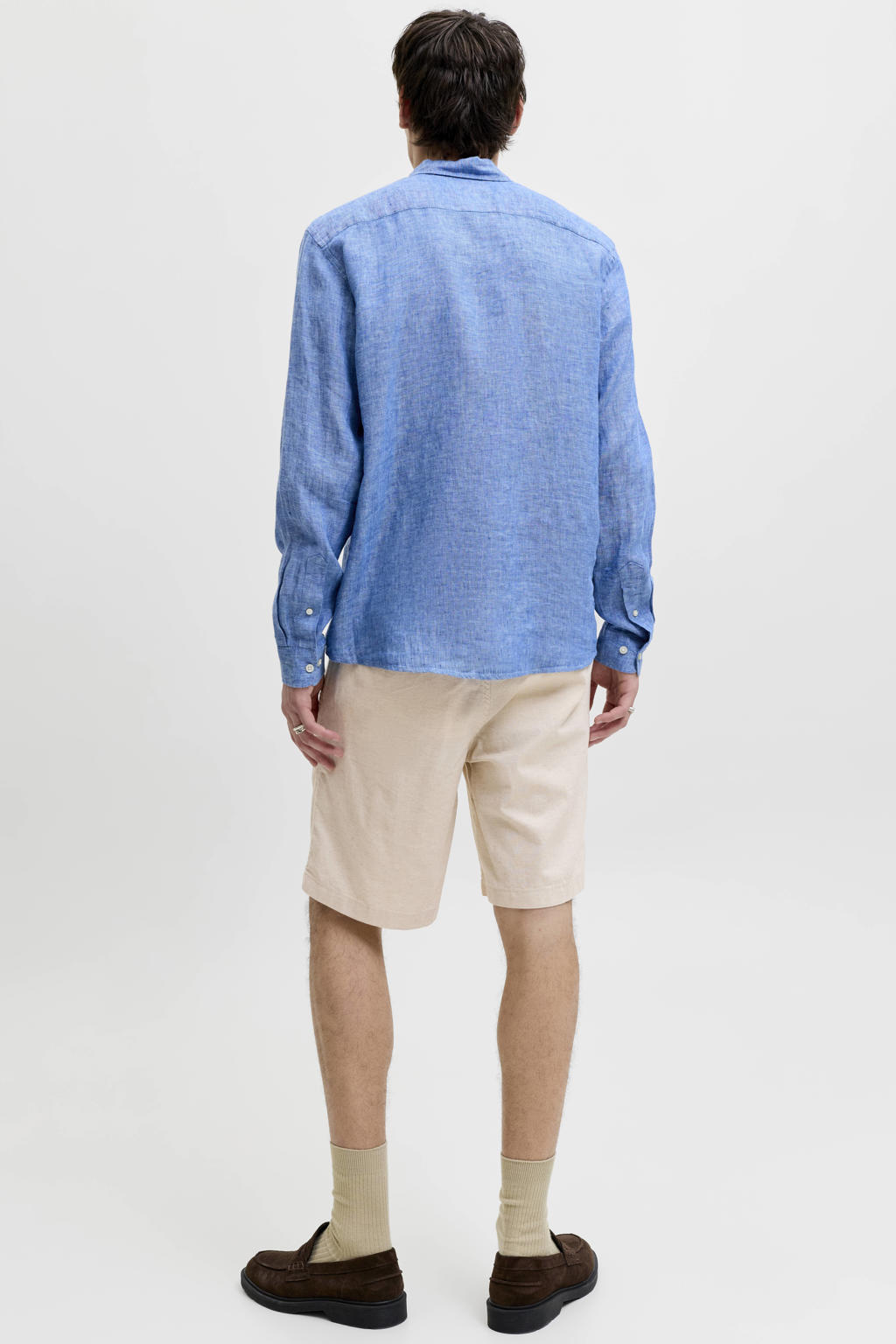 JACK & JONES PANTS STUDIO JPSTJAIDEN relaxed casual short met linnen beige