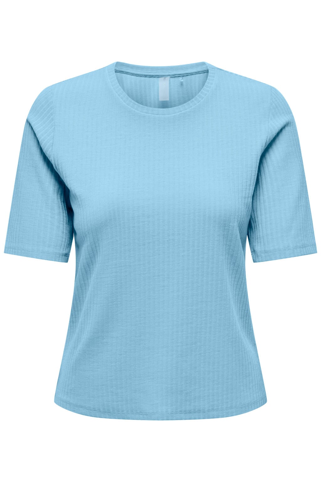 Lichtblauwe dames ONLY PLAY sportshirt Onpseren On 2 4 Reg Rib Tee Noos van polyester met korte mouwen, ronde hals en gebreide details