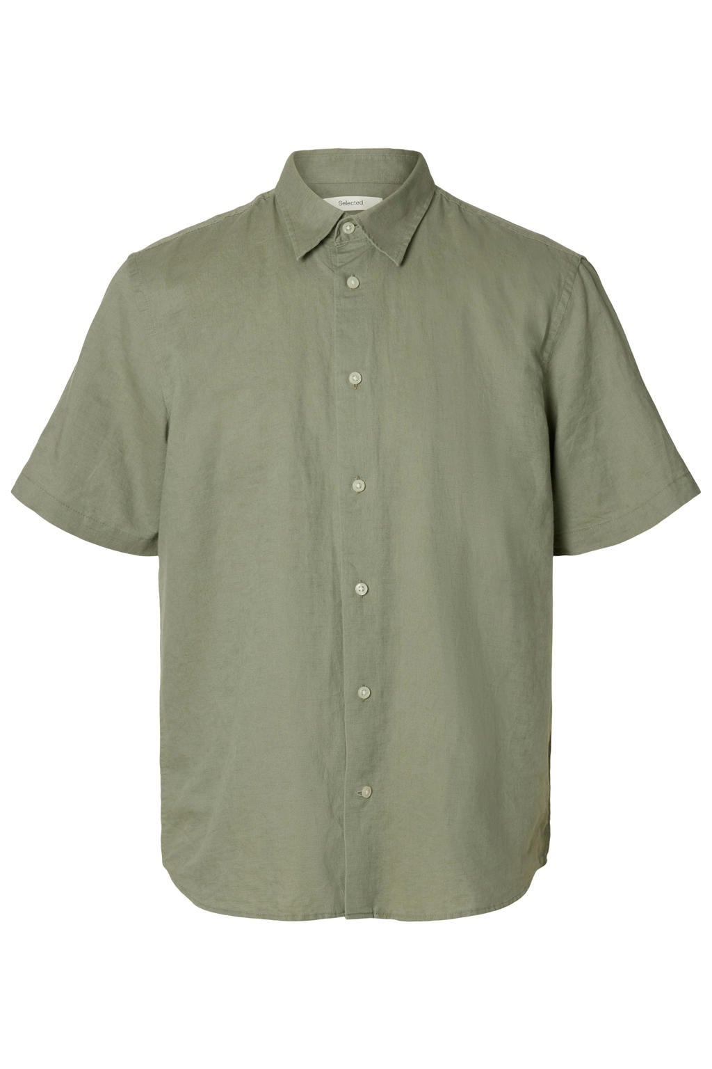 Selected regular casual overhemd met linnen groen