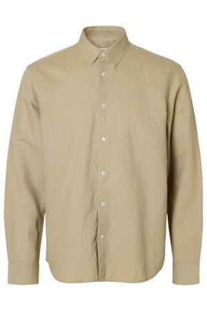 regular casual overhemd met linnen camel