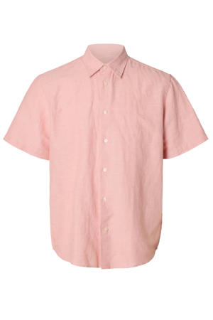 regular casual overhemd met linnen roze
