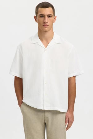 relaxed casual overhemd met linnen wit