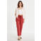 Cache Cache straight high waist casual broek met linnen koraalrood