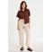 Cache Cache straight high waist casual broek met linnen beige