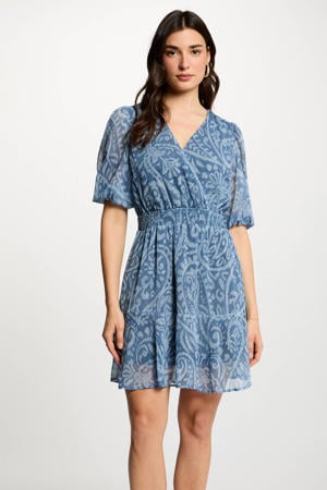 bohemian jurk met paisley print blauw