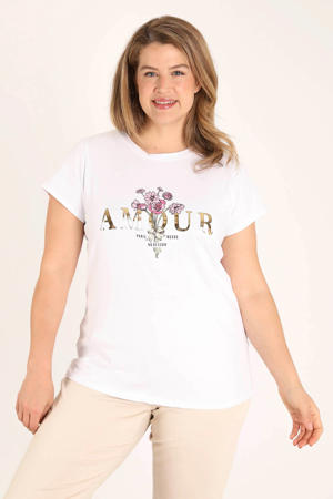 T-shirt met print Plus Size - wit