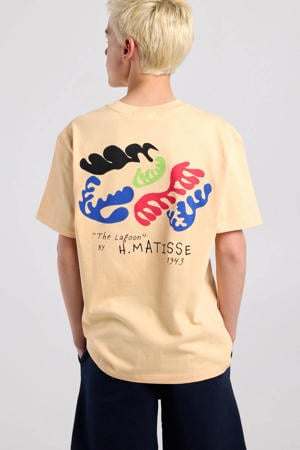 T-shirt met backprint lichtgeel