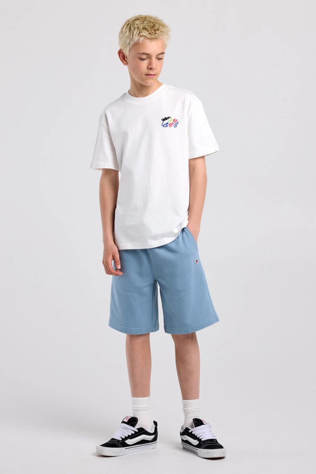 Witte jongens America Today T-shirt van katoen met backprint, korte mouwen en ronde hals