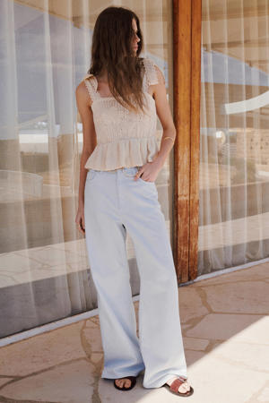 regular waist wide leg jeans - lichtblauw