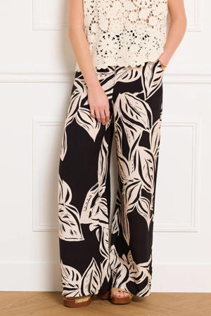 high waist gebloemde casual broek zwart
