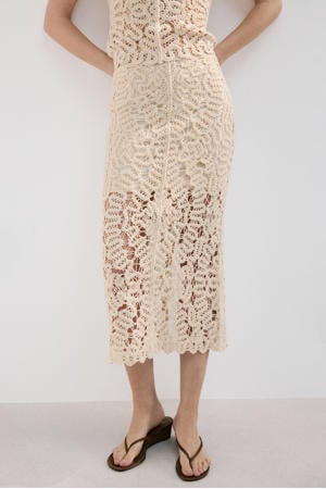 midi rok ajour beige