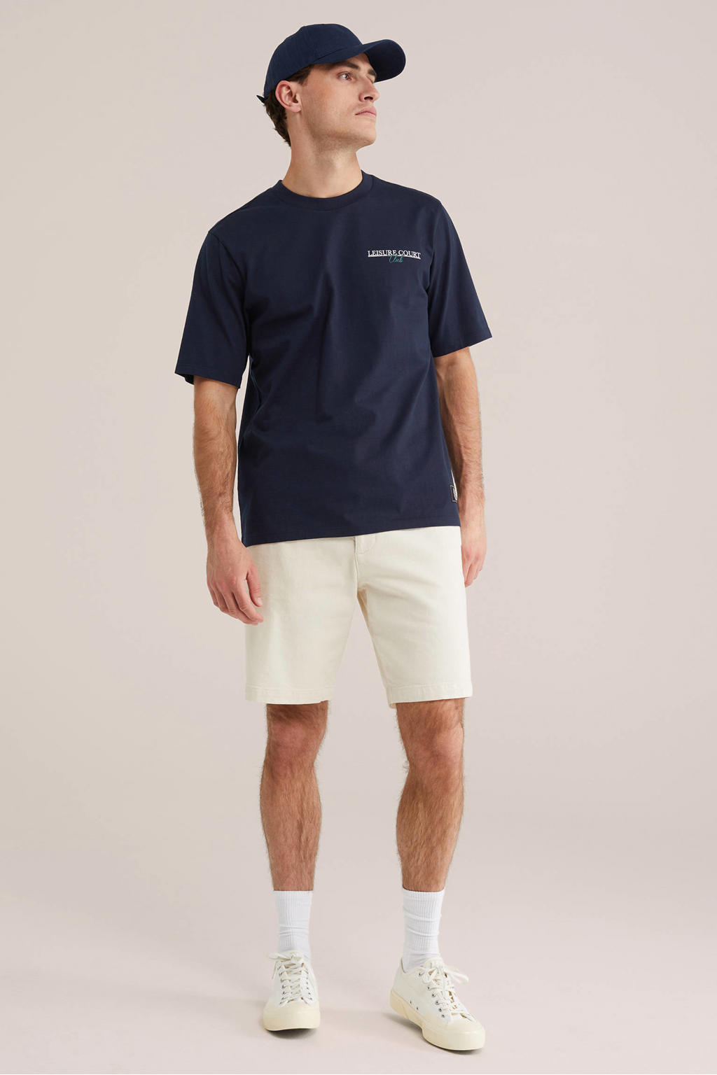 WE Fashion relaxed T-shirt met backprint donkerblauw