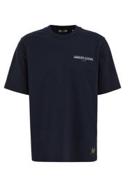 thumbnail: WE Fashion relaxed T-shirt met backprint donkerblauw