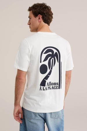 regular T-shirt met backprint ecru