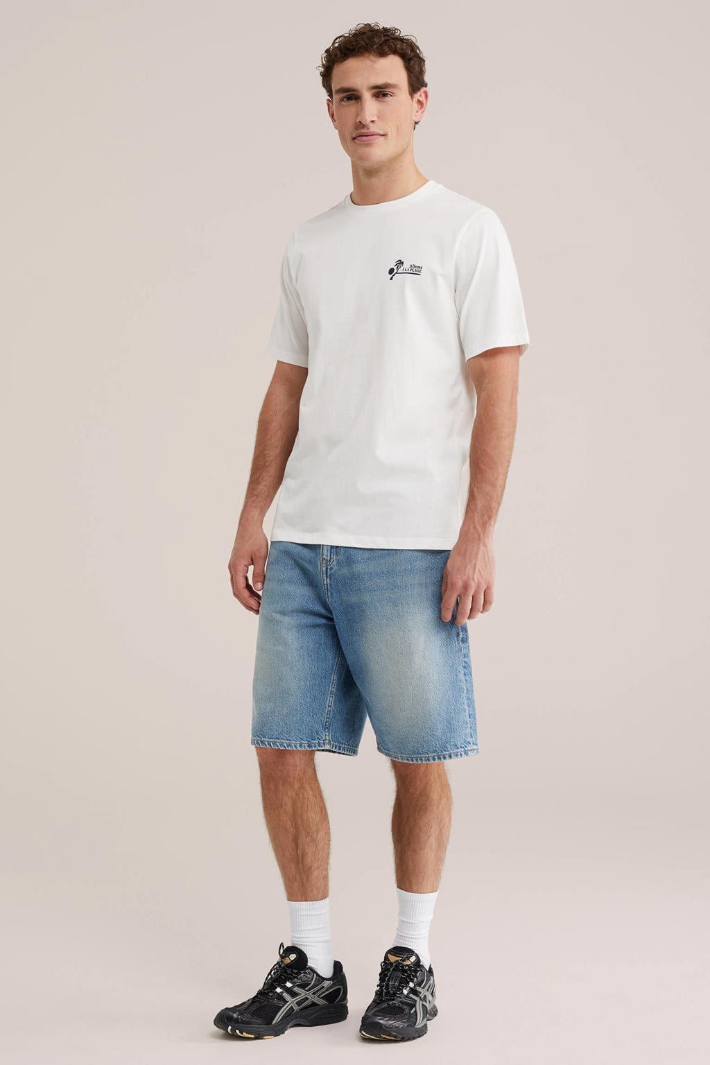 WE Fashion regular T-shirt met backprint ecru