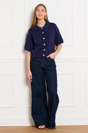 gebreid vest donkerblauw
