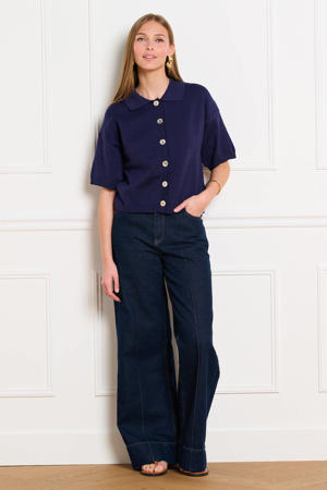 gebreid vest donkerblauw