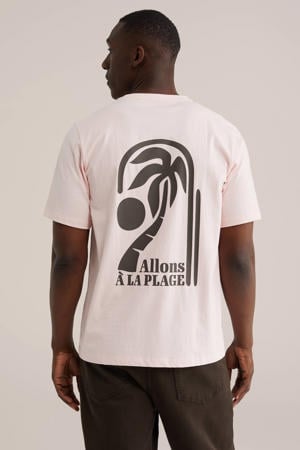 regular T-shirt met backprint lichtroze