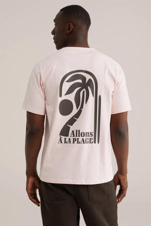 regular T-shirt met backprint lichtroze