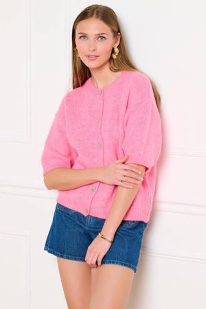 gebreid vest roze